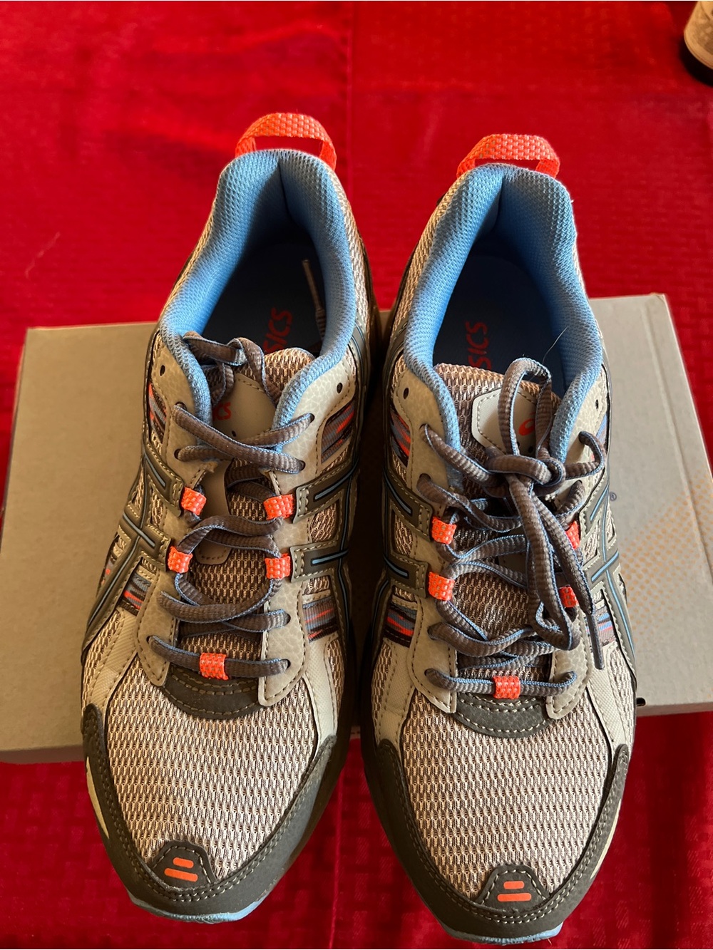 Asics Women’s Athletic Shoes in Beige with Orange and Blue Accents